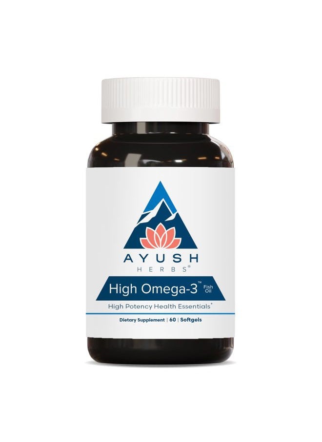 Ayush Herbs - High Omega 3 - Omega 3 Fish Oil, 1000mg Per Capsule, EPA & DHA Fish Oil Supplement for Women & Men, Natural Lemon Flavor - 60 Softgel Capsules (1 Count) - Image 1