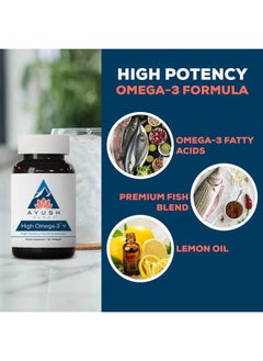 Ayush Herbs High Omega 3 - Omega 3 Fish Oil, 1000mg Per Capsule, EPA & DHA Fish Oil Supplement for Women & Men, Natural Lemon Flavor - 60 Softgel Capsules (1 Count)  - Image 4