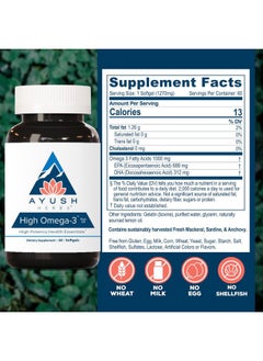 Ayush Herbs High Omega 3 - Omega 3 Fish Oil, 1000mg Per Capsule, EPA & DHA Fish Oil Supplement for Women & Men, Natural Lemon Flavor - 60 Softgel Capsules (1 Count)  - Image 3