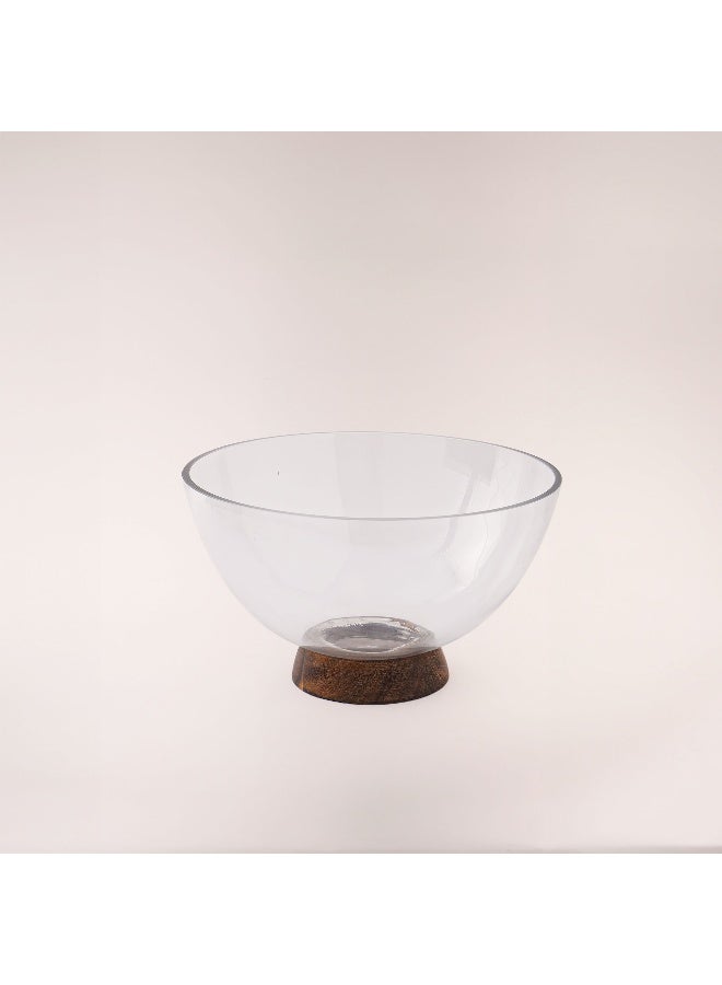 La Mesa dia 21.5cm glass bowl with acacia wood base - Image 2