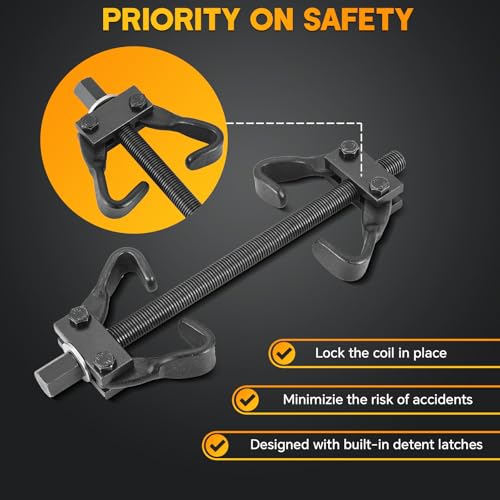 weyleity Coil Spring Compressor Tool Kit | Vehicle Strut & Coil Spring Installer/Remover, Fit Most Struts & Coil Springs, for Auto Repair & Maintenance with Tempered Chrome Steel Jaws - Image 5