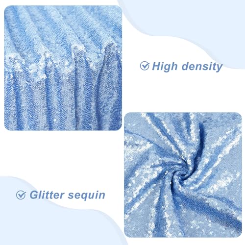 PartyDelight Sequin Tablecloth Baby Blue 90"x132" Table Cloth for Wedding Dinning Table Rectangular - Image 2