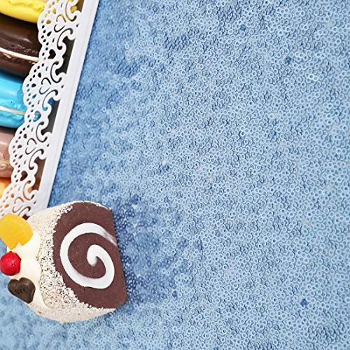 PartyDelight Sequin Tablecloth Baby Blue 90"x132" Table Cloth for Wedding Dinning Table Rectangular - Image 4