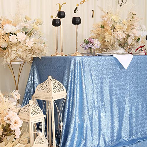 PartyDelight Sequin Tablecloth Baby Blue 90"x132" Table Cloth for Wedding Dinning Table Rectangular - Image 3