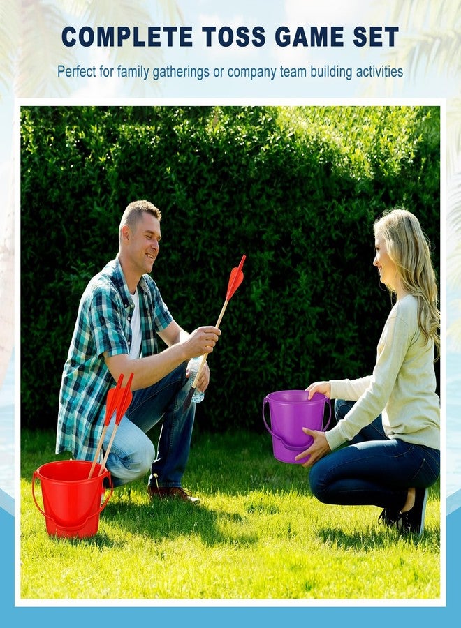 Junkin Toss Game Set with 6 Colorful Beach Buckets, 10 Wooden Arrows & 6 Felt Numbers Arrow Toss Game Fun for Adults Fun Indoor Outdoor Activities for Family, Parties, Camping - Image 4