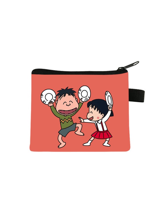 Chibi Maruko-chan Coin Purse Kidsren's Large-capacity Key Card Holder Polyester Cartoon Portable Small Wallet Bag