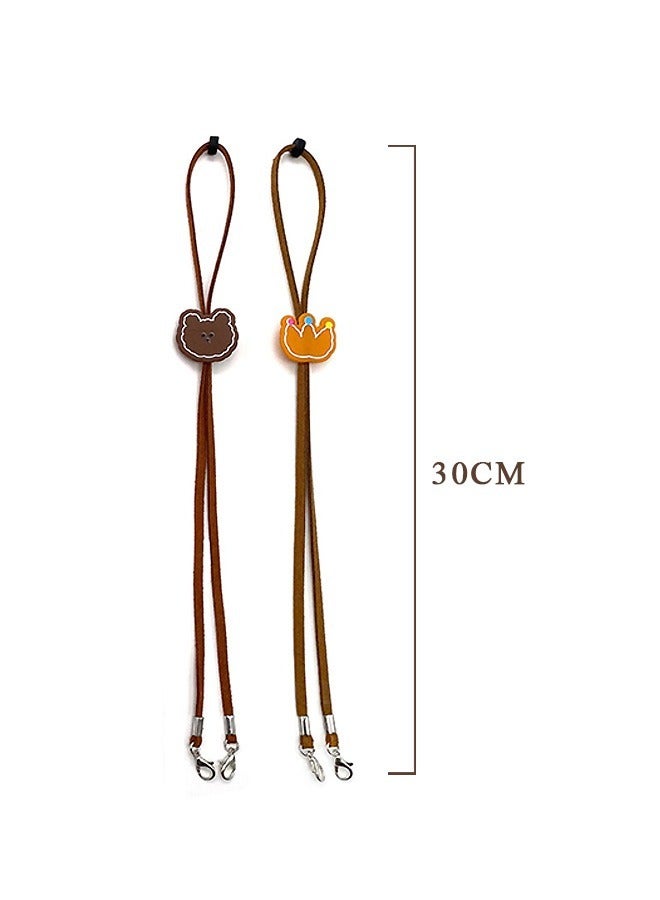 2 Pcs Cartoon Adjustable Mask Holder Strap, Relieve Ear Pressure Elastic Face Mask Cover Rope, Comfortable Fun Glasses Lanyard String Hooks (Brown) - Image 2