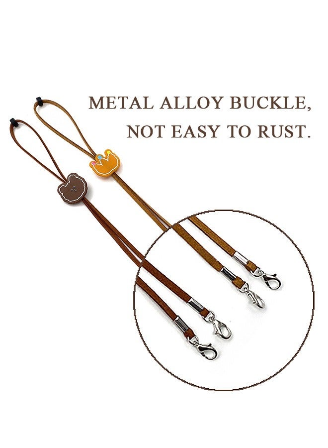 2 Pcs Cartoon Adjustable Mask Holder Strap, Relieve Ear Pressure Elastic Face Mask Cover Rope, Comfortable Fun Glasses Lanyard String Hooks (Brown) - Image 3
