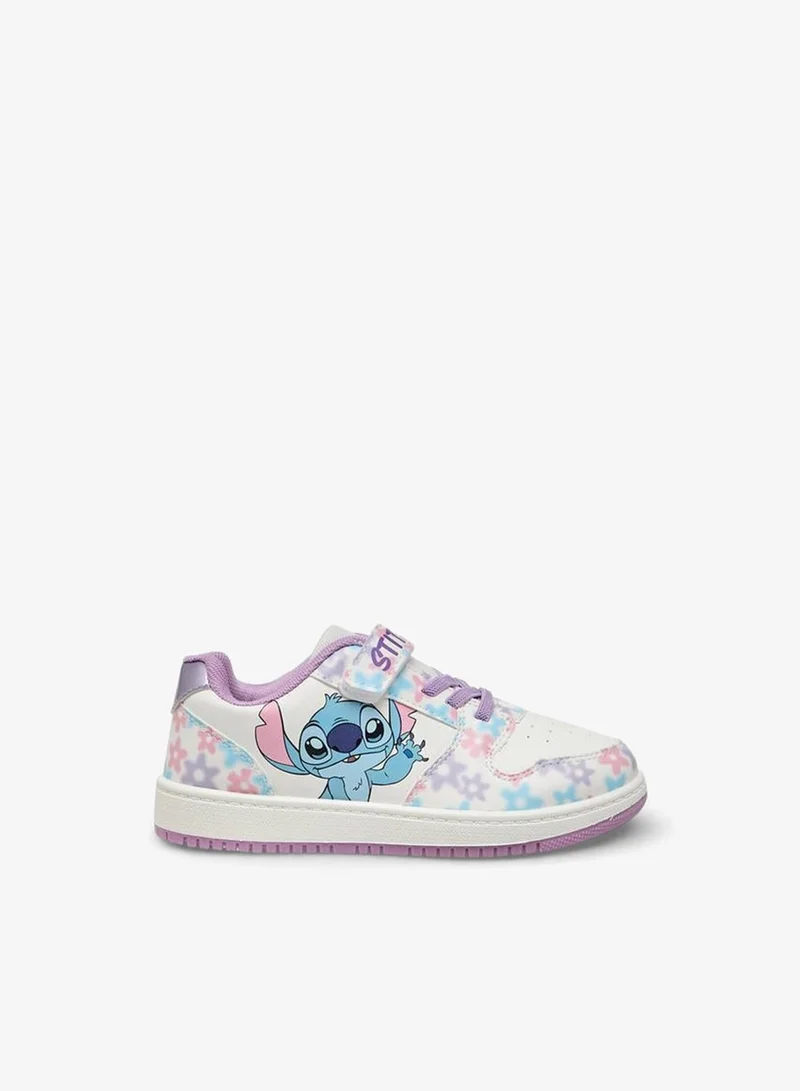 ديزني Girls Stitch Print Hook & Loop Sneakers