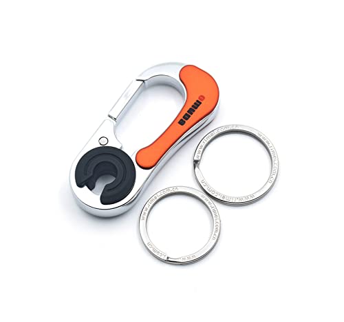 omuda Stylish Hook Locking Silver Metal Carabiner Double Ring Hook Metal Key Chain for Men & Women - Image 4