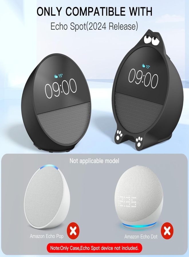 Linda y divertida funda Kawaii para Amazon Echo Spot, funda protectora compatible con Amazon Echo Spot (versión 2024), funda de reloj despertador inteligente para Amazon Echo Spot - Image 2