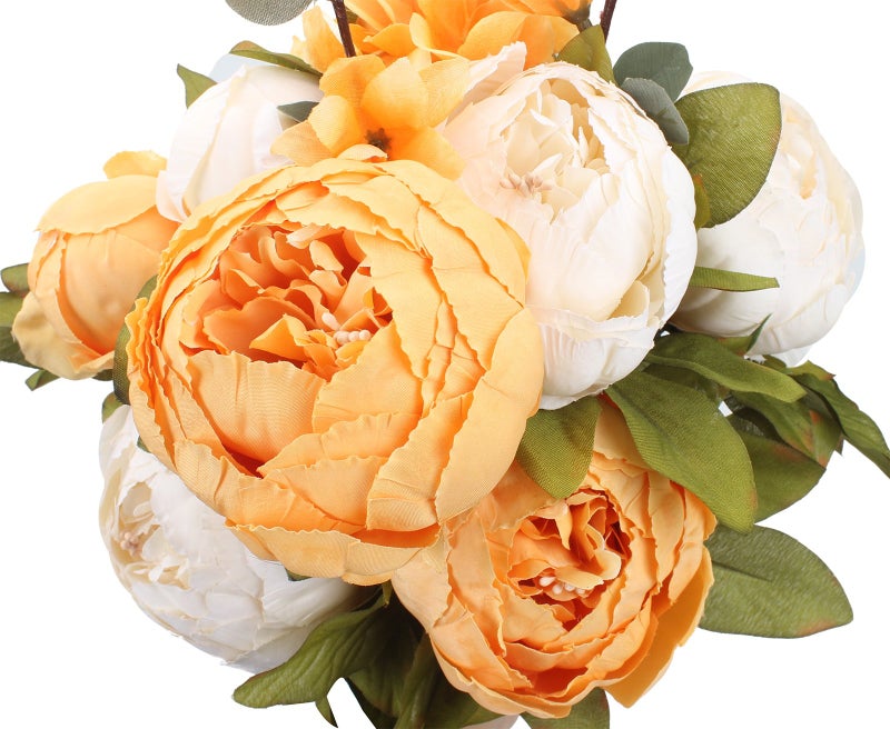 Duovlo Artificial Peony Silk Flowers Fake Flowers Vintage Wedding Home Decoration,Pack of 1 (New Orange) - Image 1