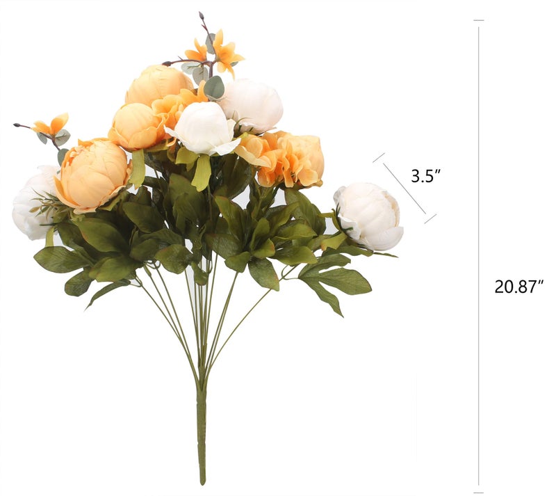 Duovlo Artificial Peony Silk Flowers Fake Flowers Vintage Wedding Home Decoration,Pack of 1 (New Orange) - Image 2
