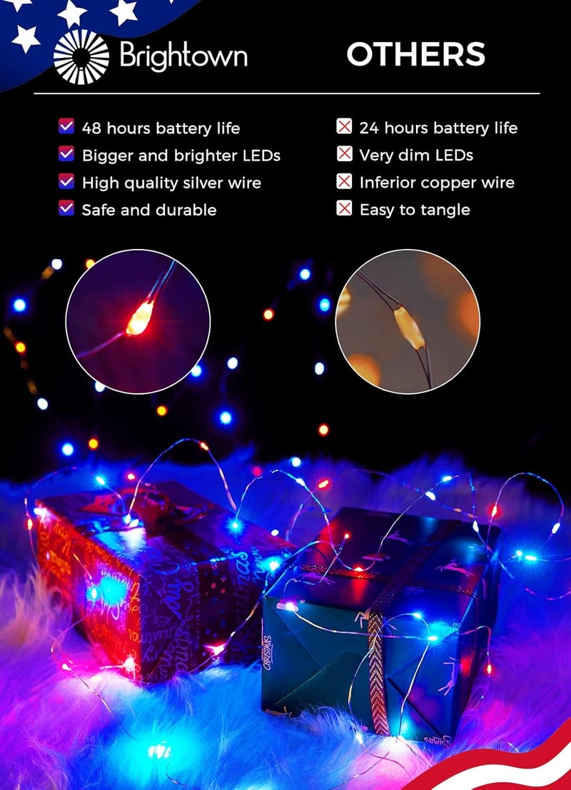 Brightown 12 Pack Led Fairy Lights Battery Operated String Lights Waterproof Silver Wire 7 Feet 20 Led Firefly Starry Moon Lights for DIY Wedding Party Bedroom Patio Christmas - Image 2