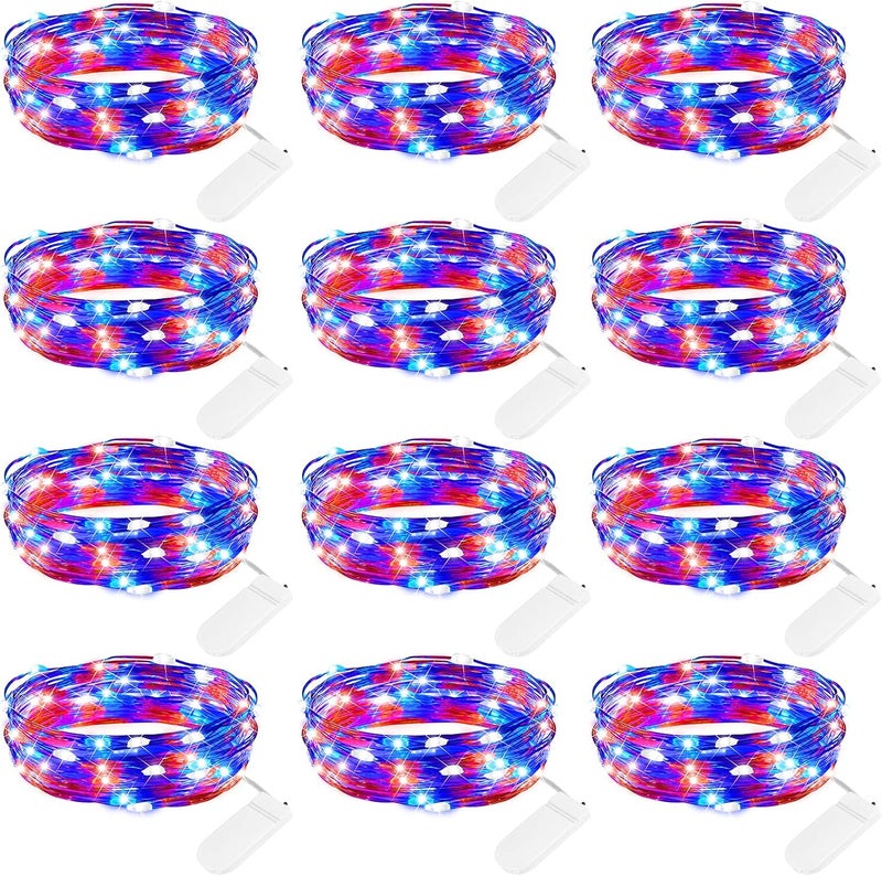 Brightown 12 Pack Led Fairy Lights Battery Operated String Lights Waterproof Silver Wire 7 Feet 20 Led Firefly Starry Moon Lights for DIY Wedding Party Bedroom Patio Christmas - Image 1