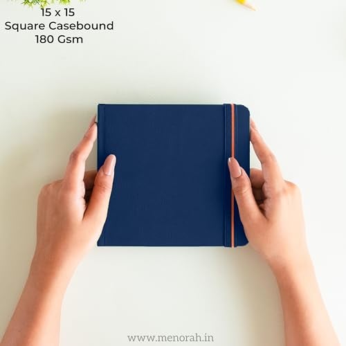 MENORAH Paper - Sketch Book for Artist - Square - 180 GSM - Square Sketchbook for Drawing, Watercolor - Hard Bound - 100 Pages/50 Sheets (Blue) - (15.0 x 15.0 cm) - Image 2