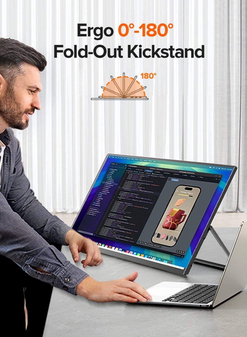 شاشة محمولة UPERFECT مقاس 24.5 بوصة  144 هرتز 2560*1440P QHD IPS USB C ومنفذ Mini HDMI شاشة ثانية للكمبيوتر المحمول/الهاتف/جهاز الألعاب، قابلة للتركيب على حامل VESA