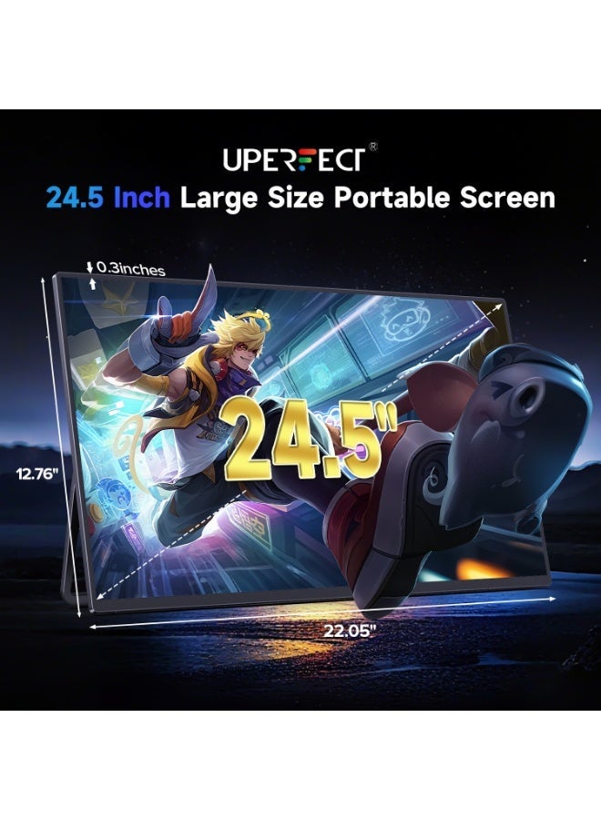 أوبيرفكت شاشة محمولة UPERFECT مقاس 24.5 بوصة  144 هرتز 2560*1440P QHD IPS USB C ومنفذ Mini HDMI شاشة ثانية للكمبيوتر المحمول/الهاتف/جهاز الألعاب، قابلة للتركيب على حامل VESA - Image 2