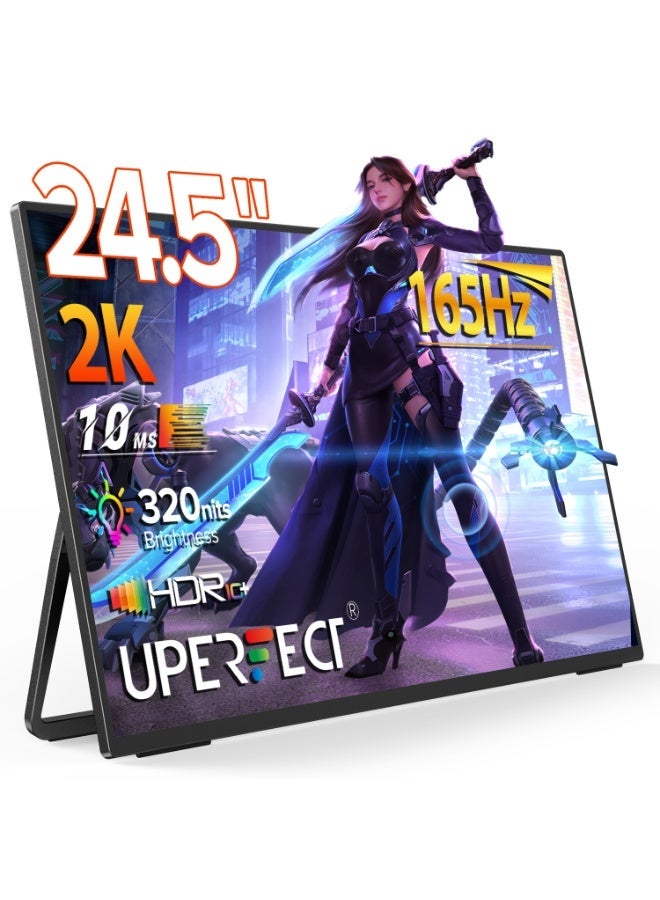أوبيرفكت شاشة محمولة UPERFECT مقاس 24.5 بوصة  144 هرتز 2560*1440P QHD IPS USB C ومنفذ Mini HDMI شاشة ثانية للكمبيوتر المحمول/الهاتف/جهاز الألعاب، قابلة للتركيب على حامل VESA - Image 1