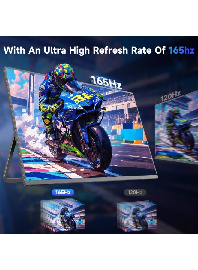 أوبيرفكت شاشة محمولة UPERFECT مقاس 24.5 بوصة  144 هرتز 2560*1440P QHD IPS USB C ومنفذ Mini HDMI شاشة ثانية للكمبيوتر المحمول/الهاتف/جهاز الألعاب، قابلة للتركيب على حامل VESA - Image 4
