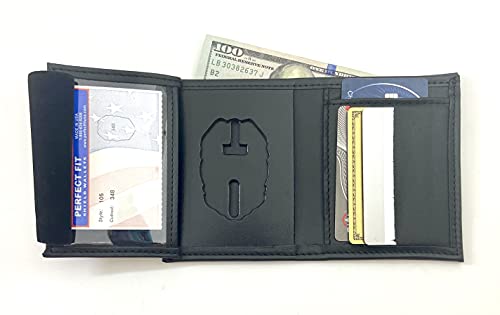 Perfect Fit Shield Wallets Pennsylvania State Police and Pennsylvania State Corrections PSPPSC Hidden Badge Wallet Leather Black Cutout PF348 - Image 1