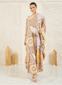 Bohemian Print Batwing Sleeves Kaftan