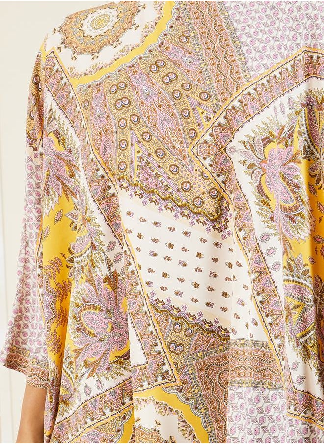 Styli - Bohemian Print Batwing Sleeves Kaftan - Image 1