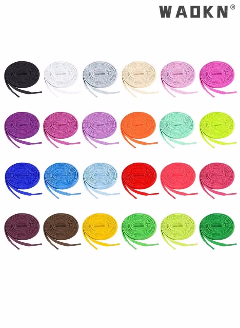 دبليو أيه أو كي أن أحذية الدانتيل ، أربطة الحذاء الملونة المسطحة ، أحذية الأحذية أحذية التزلج أحذية رياضية 24 قطعة (24 لونا) - Image 1