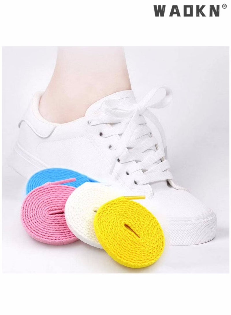 دبليو أيه أو كي أن أحذية الدانتيل ، أربطة الحذاء الملونة المسطحة ، أحذية الأحذية أحذية التزلج أحذية رياضية 24 قطعة (24 لونا) - Image 3