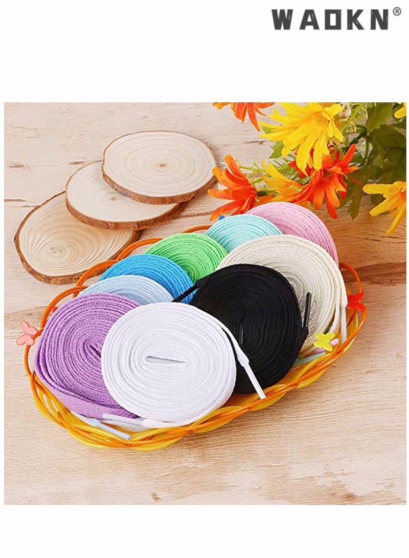 دبليو أيه أو كي أن أحذية الدانتيل ، أربطة الحذاء الملونة المسطحة ، أحذية الأحذية أحذية التزلج أحذية رياضية 24 قطعة (24 لونا) - Image 5