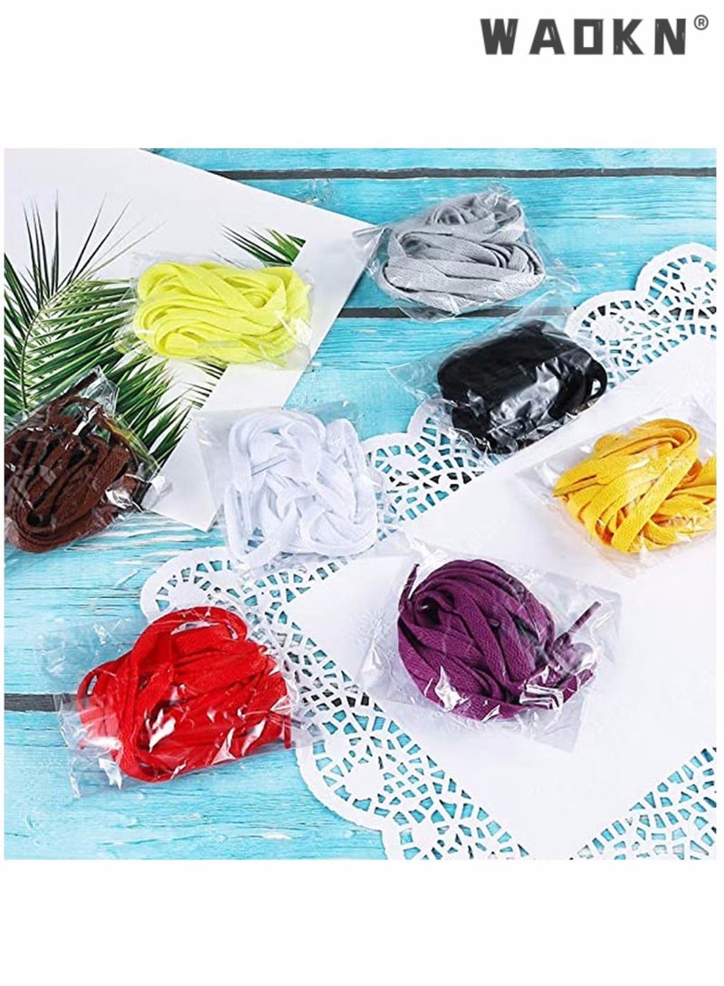 دبليو أيه أو كي أن أحذية الدانتيل ، أربطة الحذاء الملونة المسطحة ، أحذية الأحذية أحذية التزلج أحذية رياضية 24 قطعة (24 لونا) - Image 2