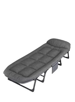 Generic Folding Bed Portable Foldable Adjustable Medical Comfortable Recliner Lounger Chair Single Sleeping Resting Sturdy and Easy To Store Folding Bed Adults Camping Cot for Outdoor Beach Office Nap (Grey) 180*60  - Image 1