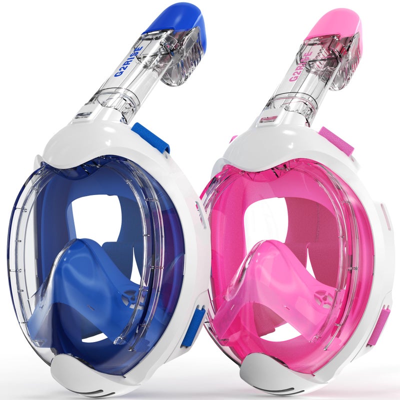 G2RISE Kids Snorkel Mask Full Face Snorkel Set, Snorkeling Gear for Kids with 180 Degree Panoramic View, Anti-Leak & Anti-Fog (2 Pack) - Image 1