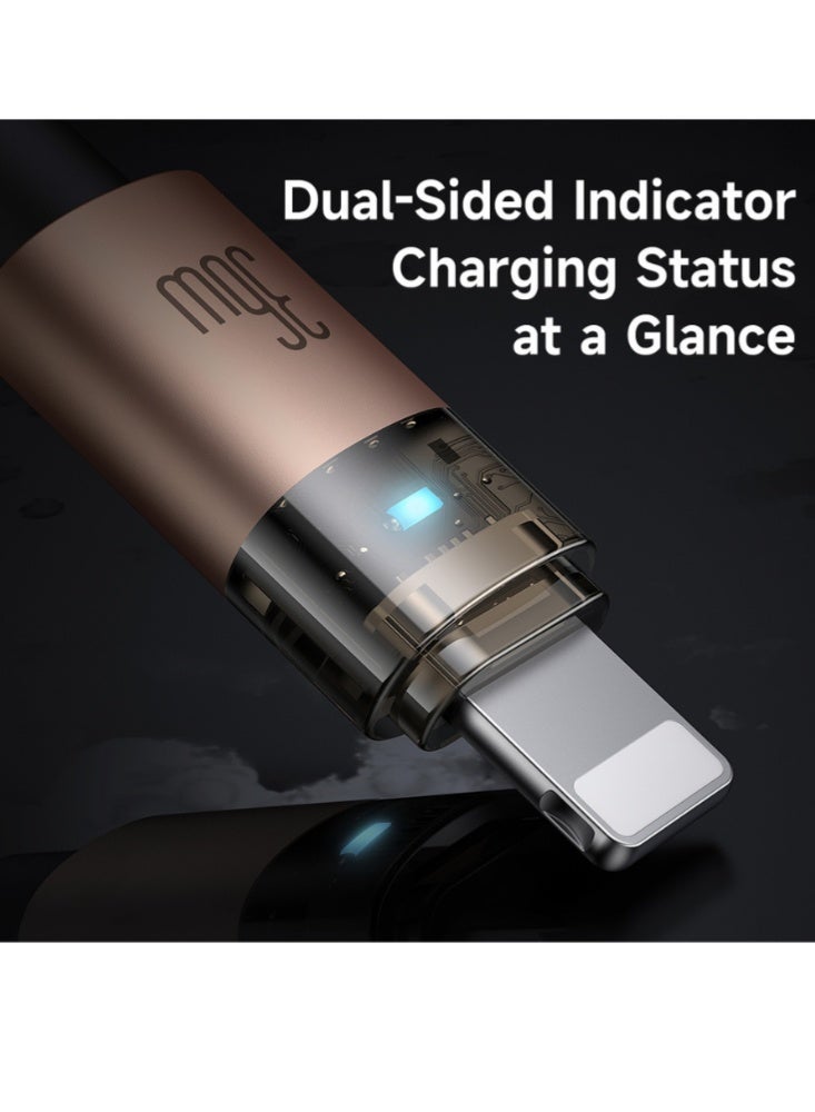 Mcdodo Transparent iPhone Lightning Cable Desert Gold 36W 1.2m LED Light – Fast Charging PD Data Sync for iPhone 14 13 12 11, iPad, AirPods - Image 5
