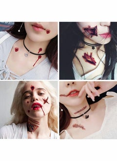 GROIC 30 Sheets Temporary Scar Tattoos Stickers Realistic F-ake Wound Scab Horror Body Face Decals Prank Props Makeup Masquerade Zombies Party Supplies Decor F-ake Wounds for Cosplay  - Image 3