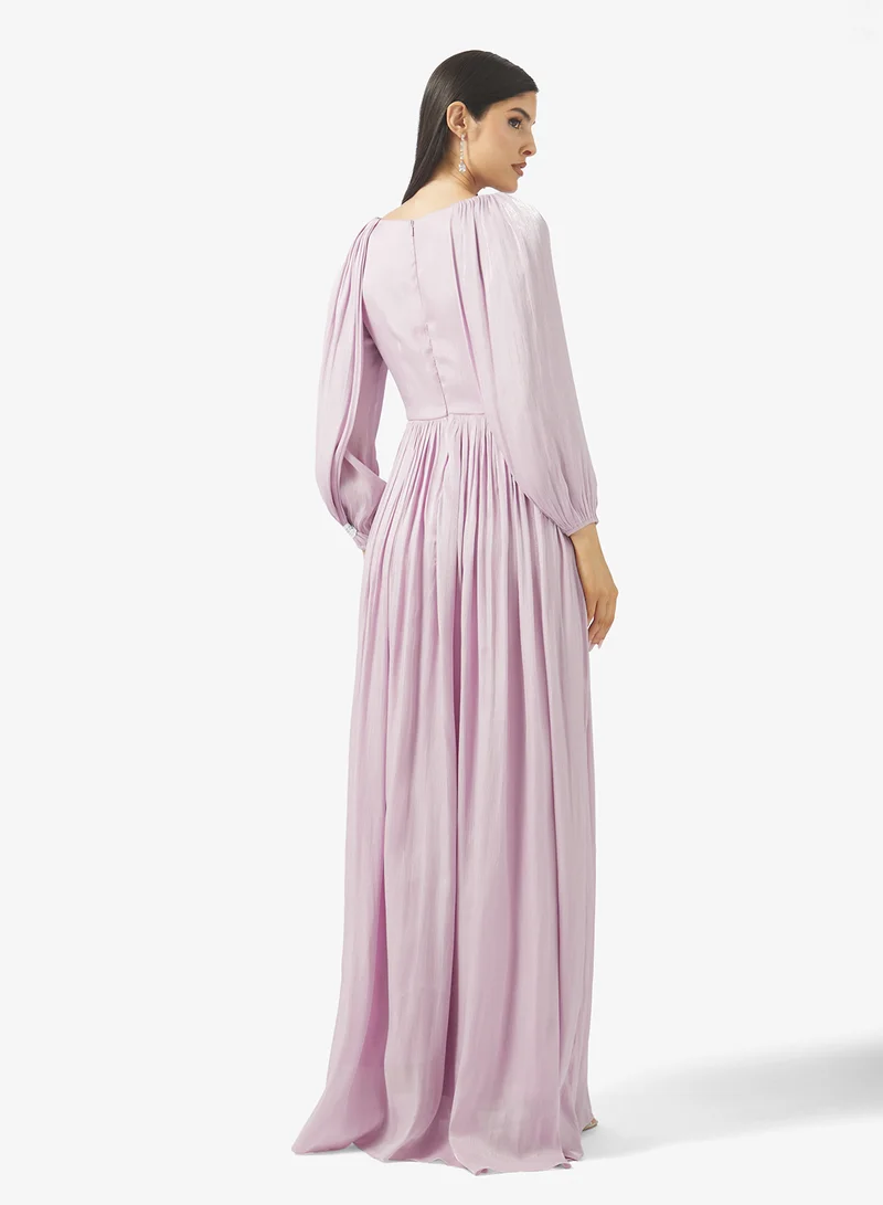 Namshi x Draped Shimmer A Line Dress in Roseya