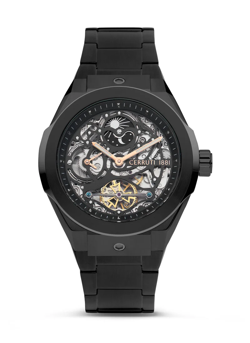 CERRUTI 1881 Ruscello 44mm Men's Analog Watch with Black Stainless Steel Bracelet