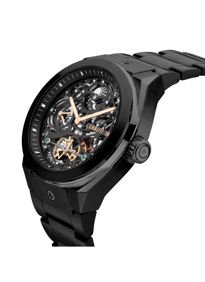 CERRUTI 1881 Ruscello 44mm Men's Analog Watch with Black Stainless Steel Bracelet