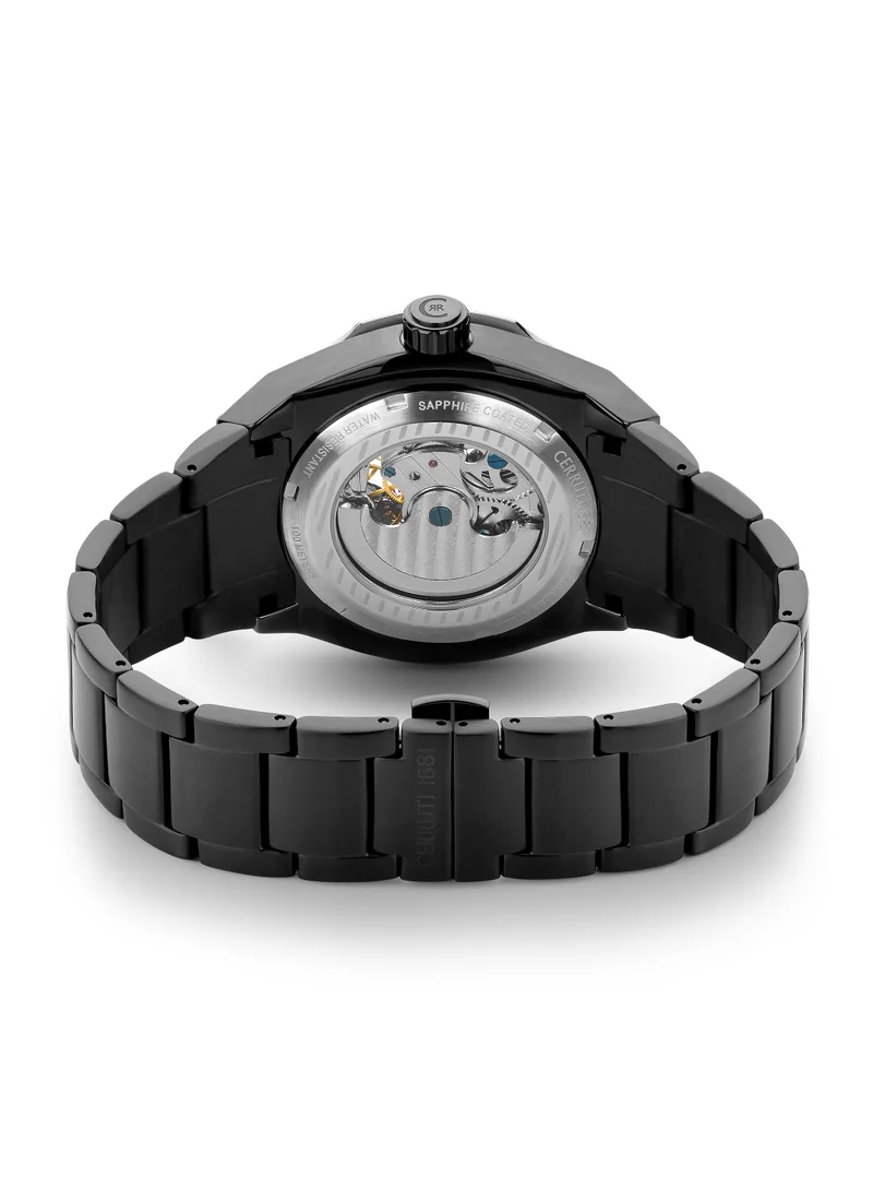 CERRUTI 1881 Ruscello 44mm Men's Analog Watch with Black Stainless Steel Bracelet