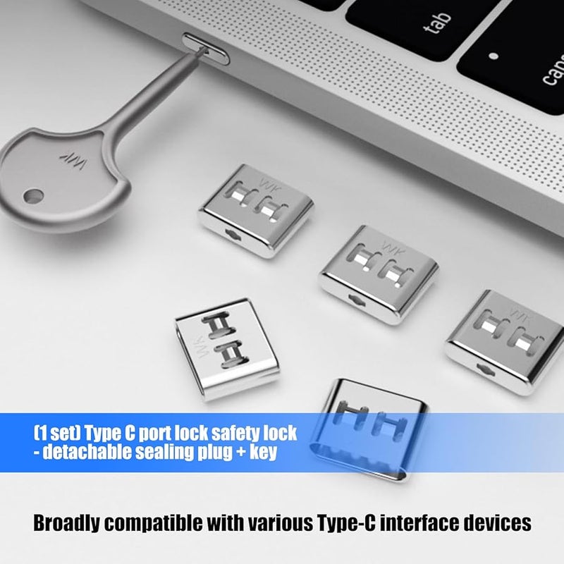 Pack of 10 Universal USB C Port Security Lock Stainless Steel Removable Blocker For Public Use Gaming Devices - Image 3