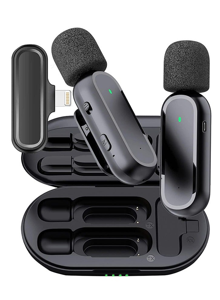 Arabest Dual Wireless Microphone for iPhone iPad,  Lavalier Lapel Mics for Clip On Wireless Phone Microphone for Video Recording Interview  - Image 1