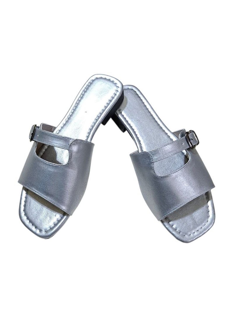 Karisma Flat Squared Toe Slippers With A New Strap Buckle Design - Image 1