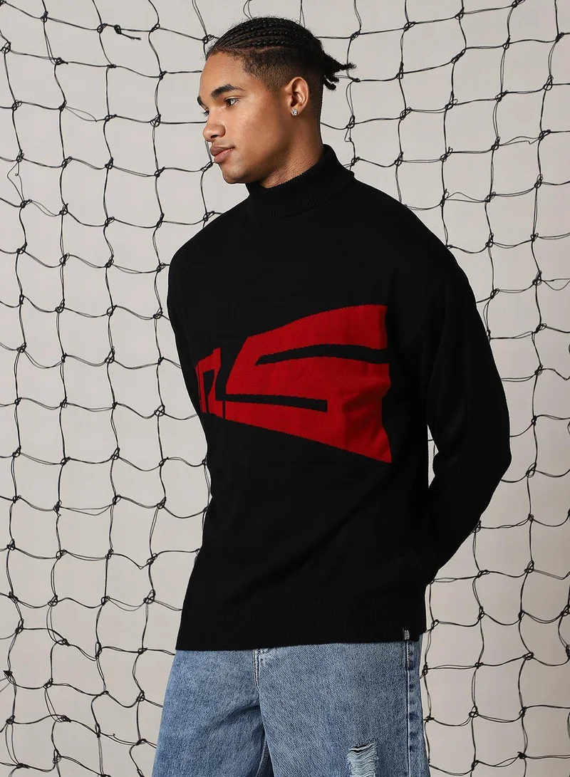 Hubberholme Men's Multicoloured 100% Acrylic Solid Oversized Sweater