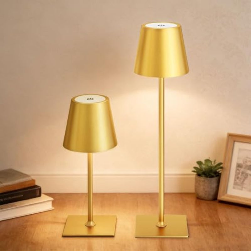 Cordless Table Lamp, Battery Operated Lamp - Portable Waterproof Rechargeable Table Lamp w/ 3 Color Temps and Stepless Dimming for Dinner, Desk, Cafe, Outdoor Gold - Image 2