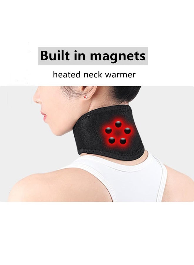 Self-Heating Magnetic Therapy Neck Brace for Pain Relief, Adjustable Black Neck Support - Image 3