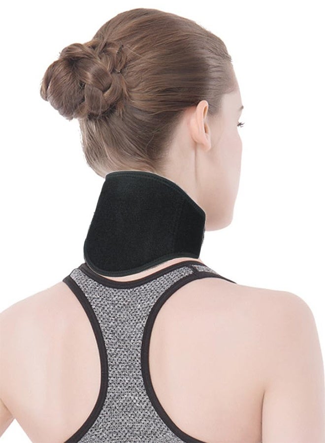 Self-Heating Magnetic Therapy Neck Brace for Pain Relief, Adjustable Black Neck Support - Image 1