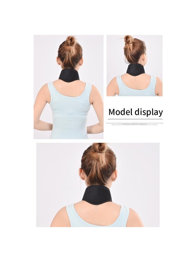Self-Heating Magnetic Therapy Neck Brace for Pain Relief, Adjustable Black Neck Support - Image 5
