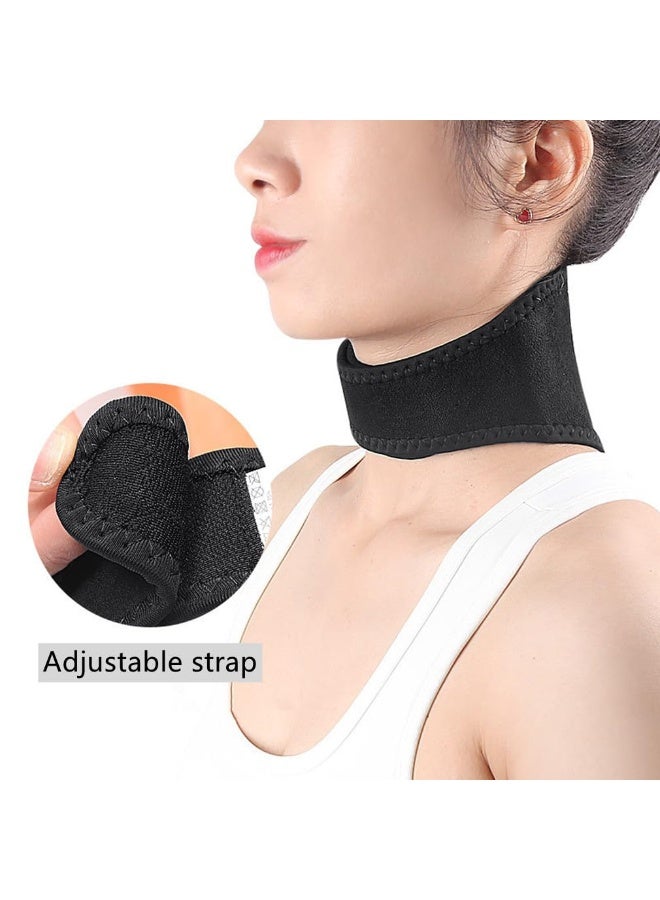 Self-Heating Magnetic Therapy Neck Brace for Pain Relief, Adjustable Black Neck Support - Image 4