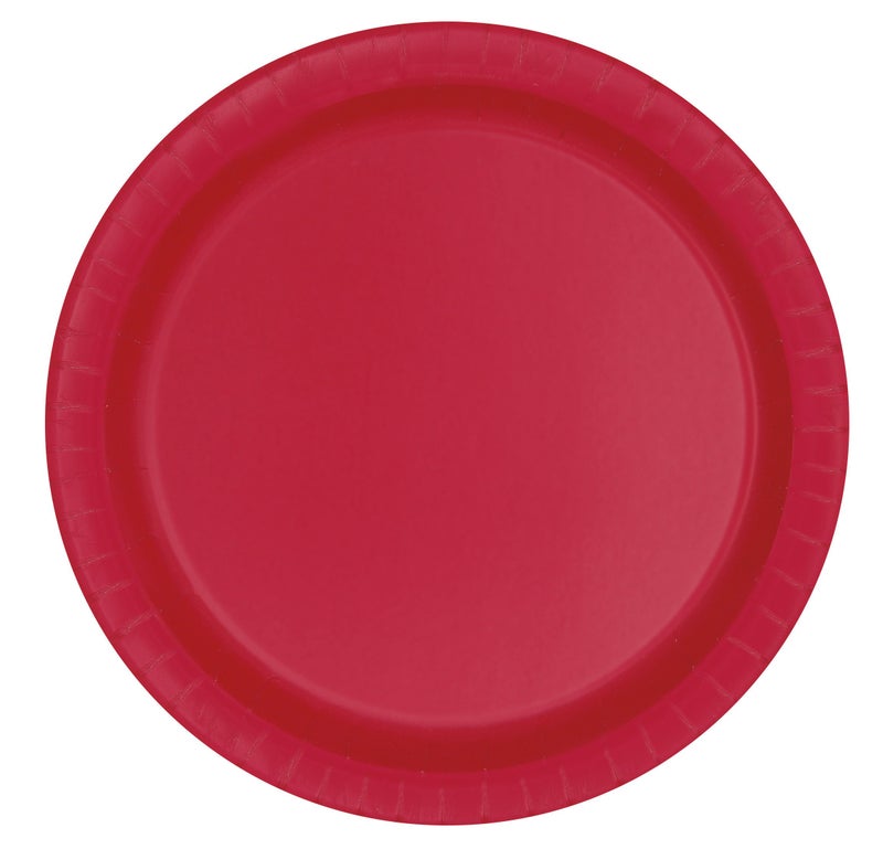 Unique Party Ruby Red Solid Round Dessert Paper Plates - 7" (Pack of 8) - Vibrant Party Plates for Appetizing Treats - Perfect for Birthdays & Events - Image 4