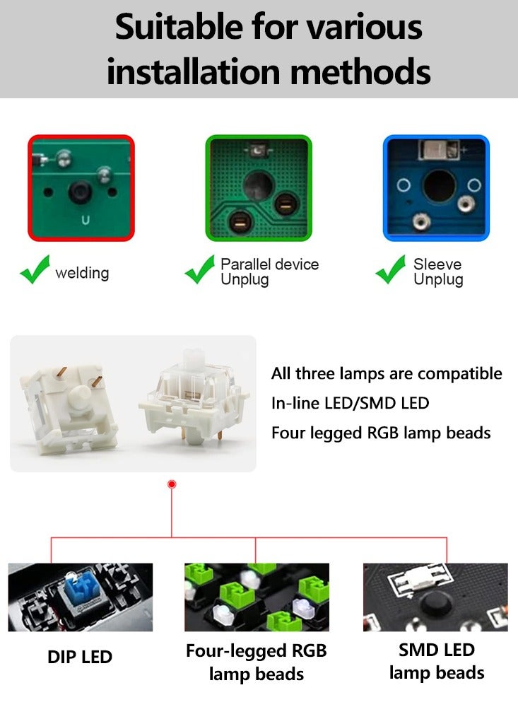 general White Silent Switch 3-Pin Linear Tactile Clicky Switches Mechanical Keyboard Low-Noise RGB Gaming Axles - Image 4